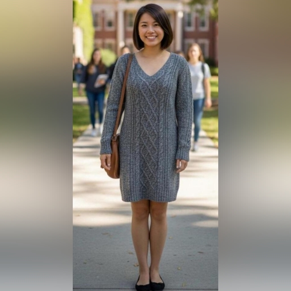 Cable Knit Abercrombie & Fitch Grey Sweater Dress - Picture 1 of 16